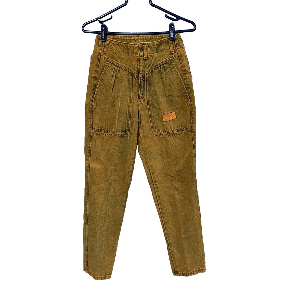 Vintage Mom Jeans Ball Brand Womens 24x30 High Waist Tapered Pleated Mustard 80s